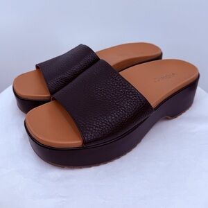 Vionic Platform Slide Sandals Women’s Size 9 Brown Leather